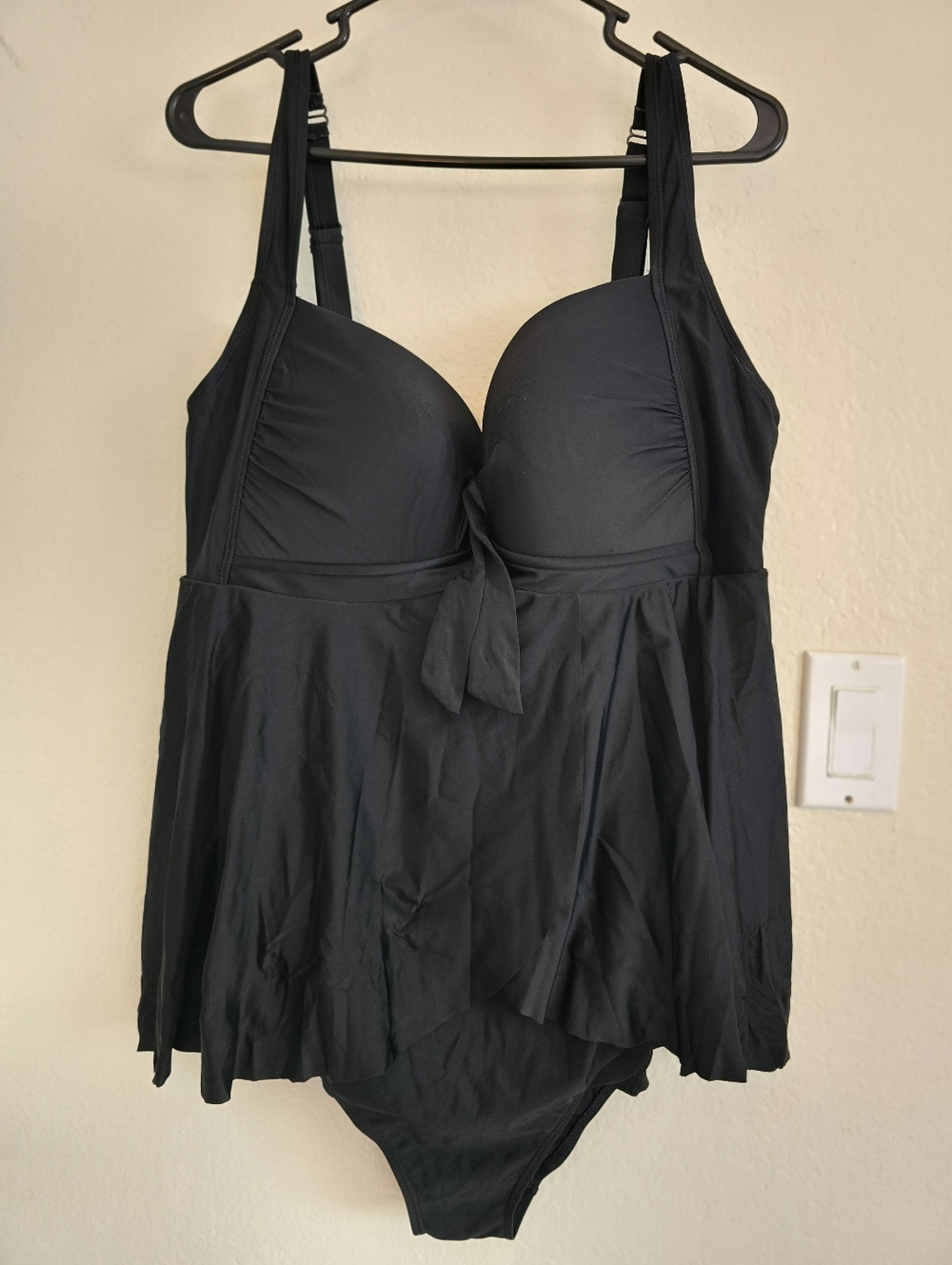 Torrid Black One-Piece Swimdress with Tied Front Very Flattering Sz 2 2X